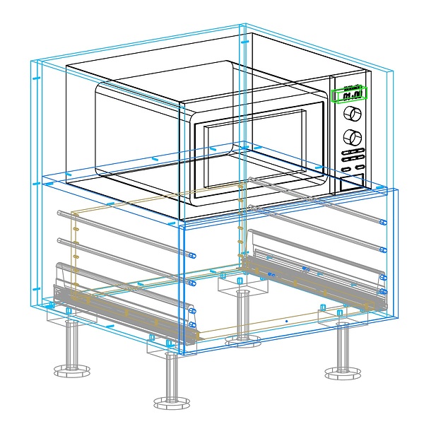 1 Drawer and Microwave Underbench AutoCad Drawing
