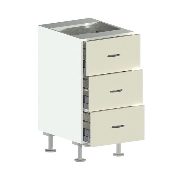 3 Drawer Base Cabinet Open
