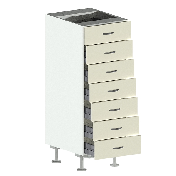 7 Drawer Base Cabinet Open