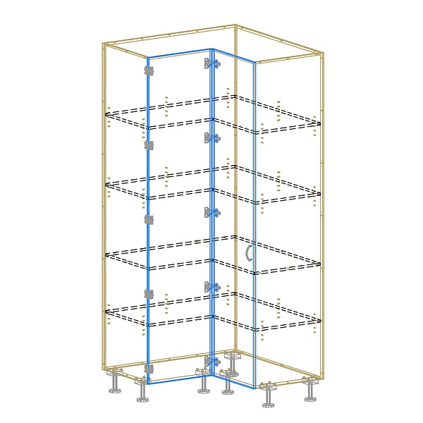 Tall Corner Cabinet AutoCad Drawing